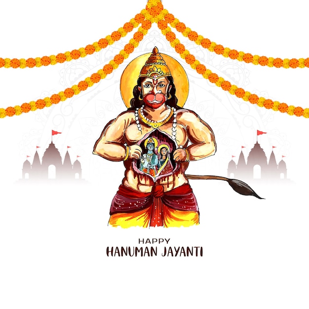 Happy hanuman jayanti traditional hindu festival card