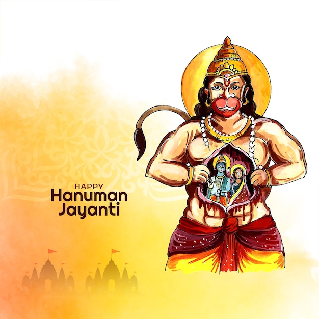 Vettore gratuito happy hanuman jayanti carta festival indù tradizionale