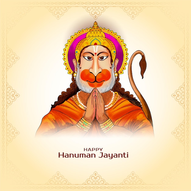 Vettore gratuito happy hanuman jayanti festa tradizionale indiana sfondo mitologico