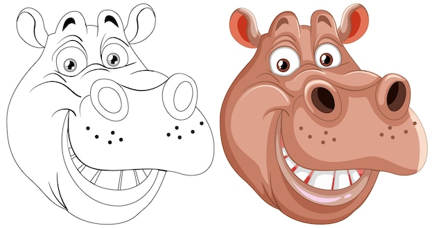 Happy hippo cartoon illustration