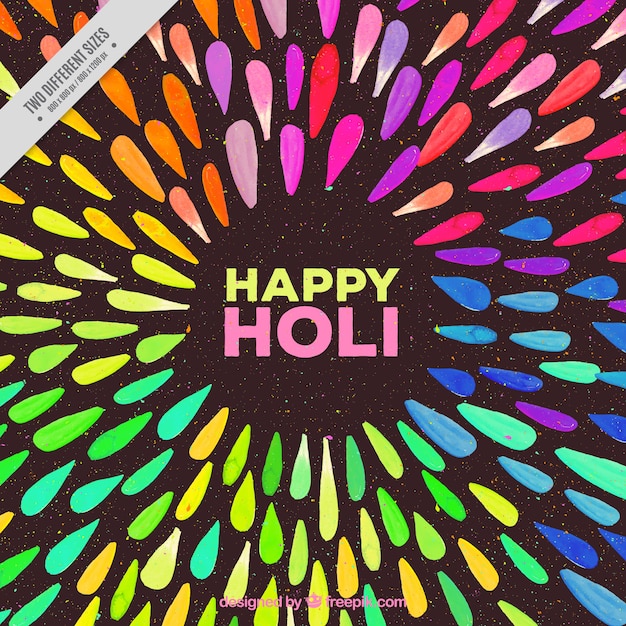 Happy holi background with abstract watercolor shapes