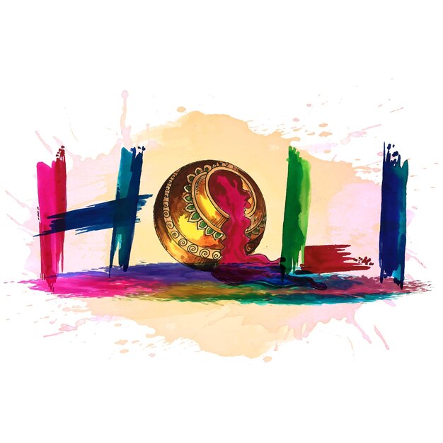 Free vector happy holi background with colorful text splash background