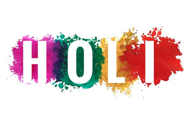 Happy holi background with colorful text splash background