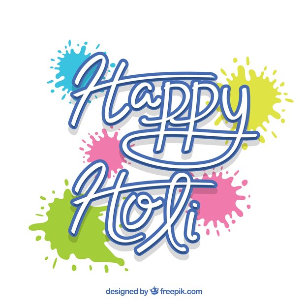 Happy holi background with lettering