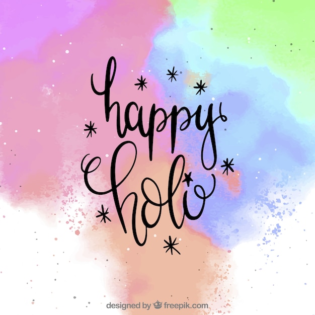 Free vector happy holi background with lettering