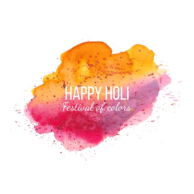 Free vector happy holi background with watercolor stains