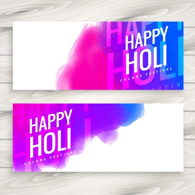 무료 Vector 행복 한 holi 배너 디자인