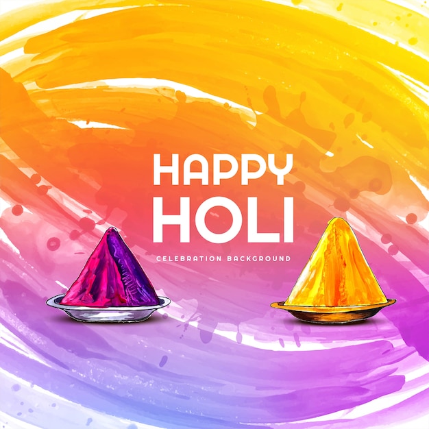 Happy holi celebration wishing card design