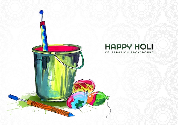 Happy holi colorful elements for card design Free Vector