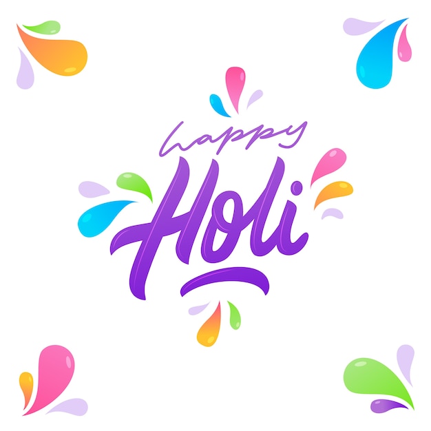 Happy holi colorful lettering