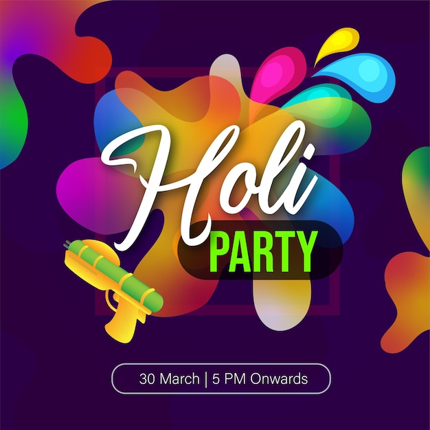 Счастливый Холи Красочный Индийский Фестиваль Индуизма Вечеринка Социальные Медиа Плакат Дизайн Шаблона Фона