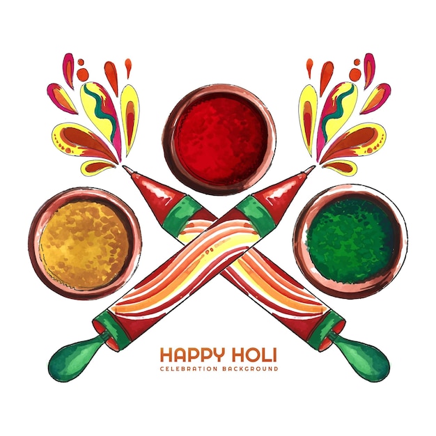 Happy holi concept greeting card design