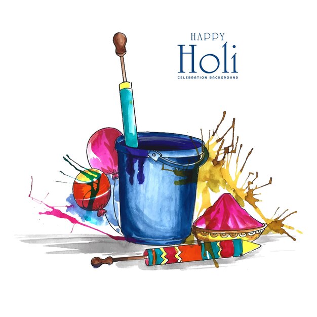 Happy holi festival colorato gulaal celebrazione biglietto di auguri design