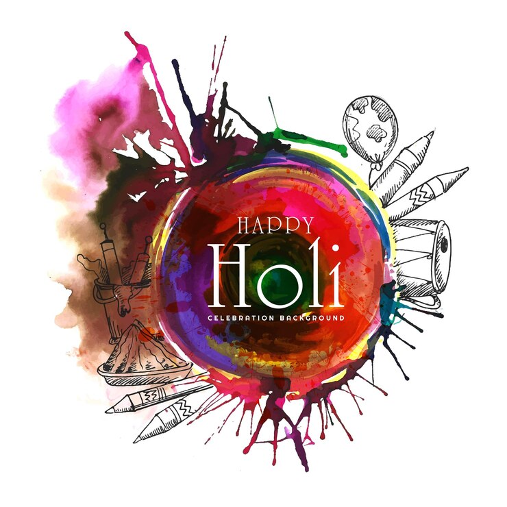मुफ़्त वेक्टर happy holi festival greeting card design