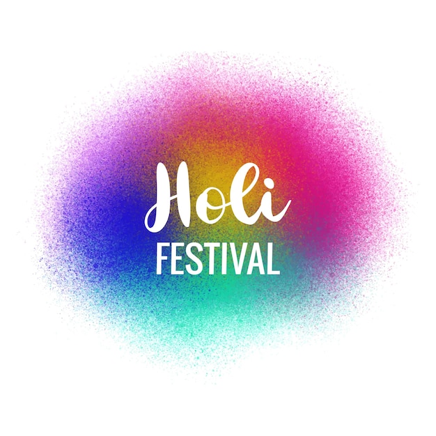 Vettore gratuito cartolina d'auguri felice festival holi per sfondo splash