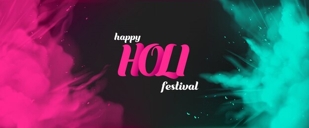 Happy Holi festival greeting card with colorful paint
