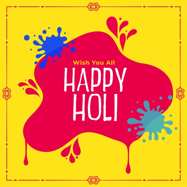 Happy holi festival wishes greeting card