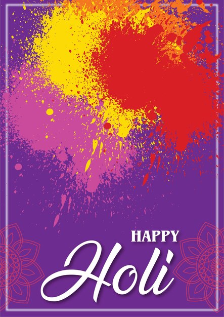 Happy Holi Greetings Purple Red Yellow Colourful Indian Hinduism Festival Social Media Background