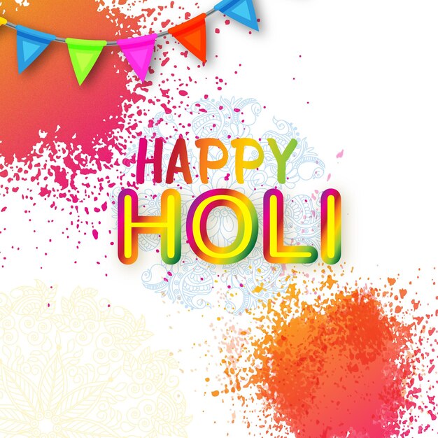 Free vector happy holi greetings red pink white colourful indian hinduism festival social media background