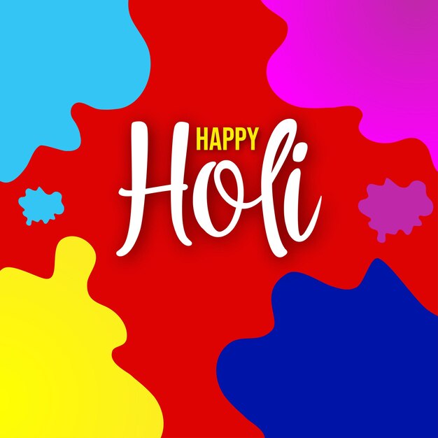 Счастливый Холи Привет Красный Желтый Синий Красочный Индийский Фестиваль Индуизма Фон Социальных Сетей