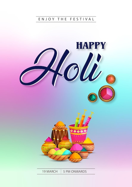 Free vector happy holi greetings white blue purple colourful indian hinduism festival social media background