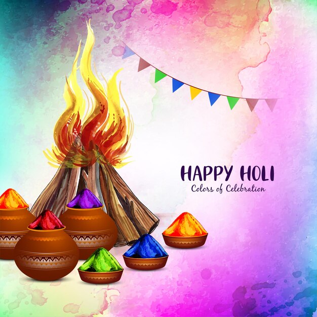 Happy Holi indian hindu colorful celebration festival card design