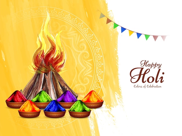 Happy Holi Indian Hindu traditional festival celebration card