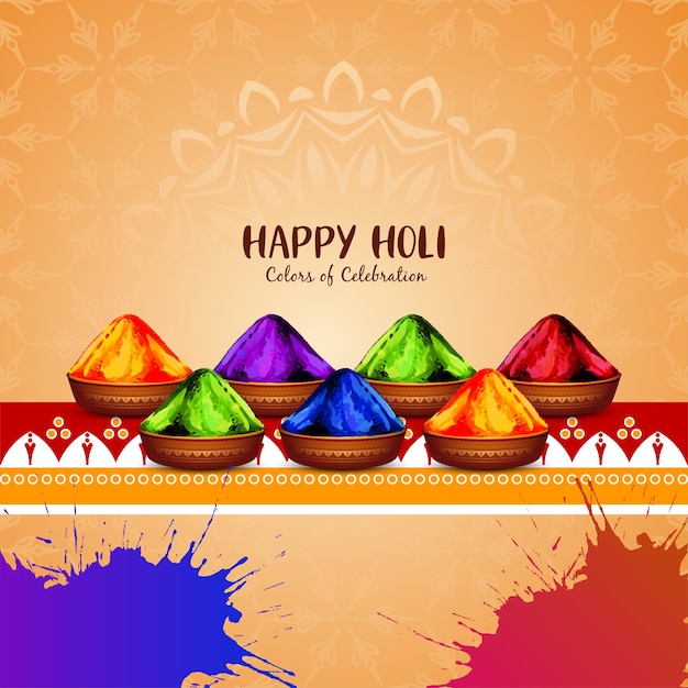 Happy holi индийский традиционный красочный дизайн фона фестиваля