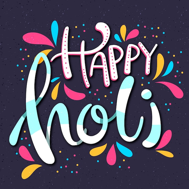 Happy holi lettering concept