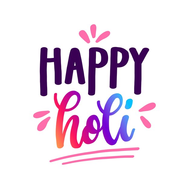Happy holi lettering concept