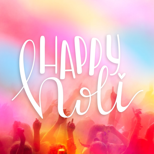 Happy holi lettering design