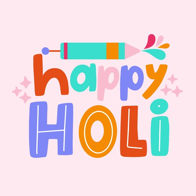 Happy holi lettering theme