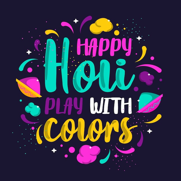 Happy holi lettering theme