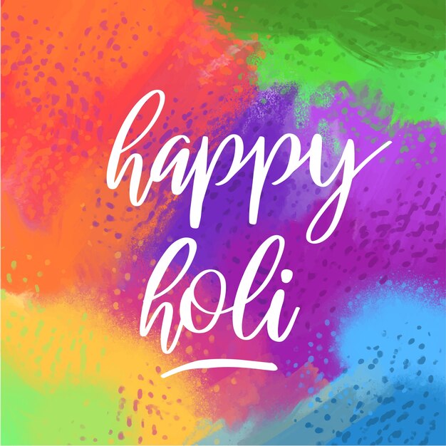 Happy holi lettering with colourful background
