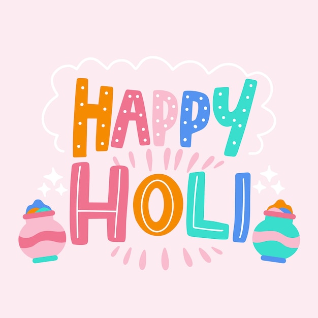 Happy holi message with lettering