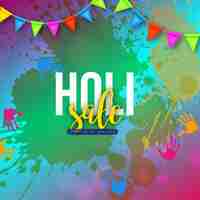 Free vector happy holi sale blue green colourful indian hindu festival social media background banner