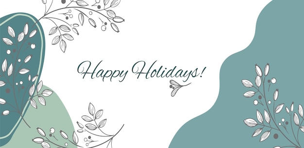 手描き​の​装飾的​な​要素​、​小枝​、​花​と​幸せな​休日​や​メリークリスマス​の​テンプレート​。