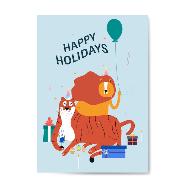 Happy holidays postcard design vector