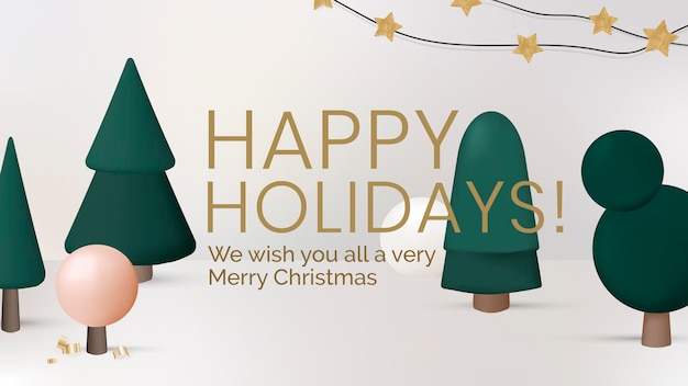 Happy holidays presentation template, christmas tree vector