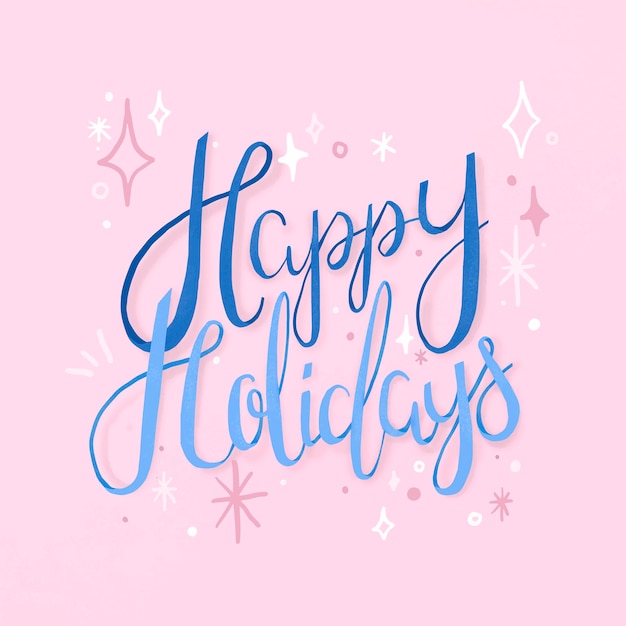 Free vector happy holidays typography, cute & festive greeting vector