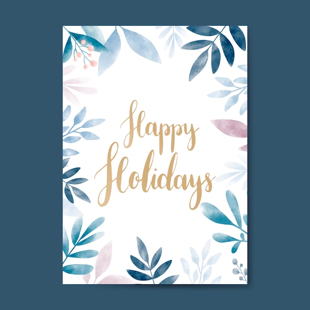 Free vector happy holidays watercolor card design vector