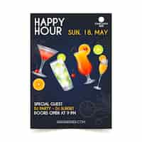 Free vector happy hour a5 flyer template