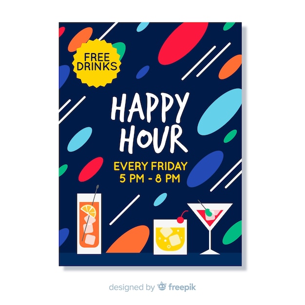 Vettore gratuito poster astratto happy hour