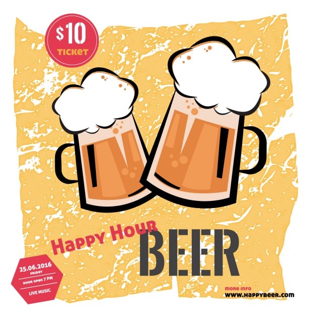 Free vector happy hour of beer