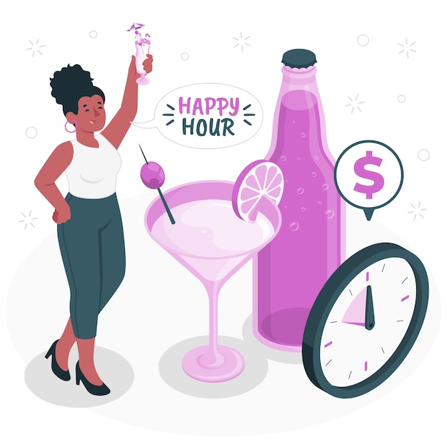 Vettore gratuito illustrazione del concetto di happy hour