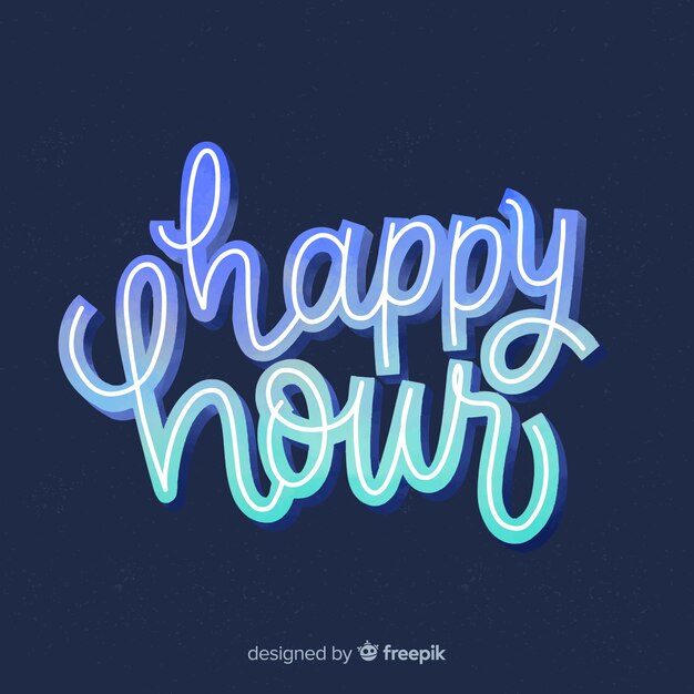 Happy hour lettering on chalkboard 