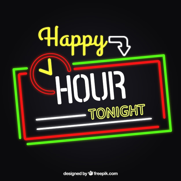 Happy hour luci al neon segno