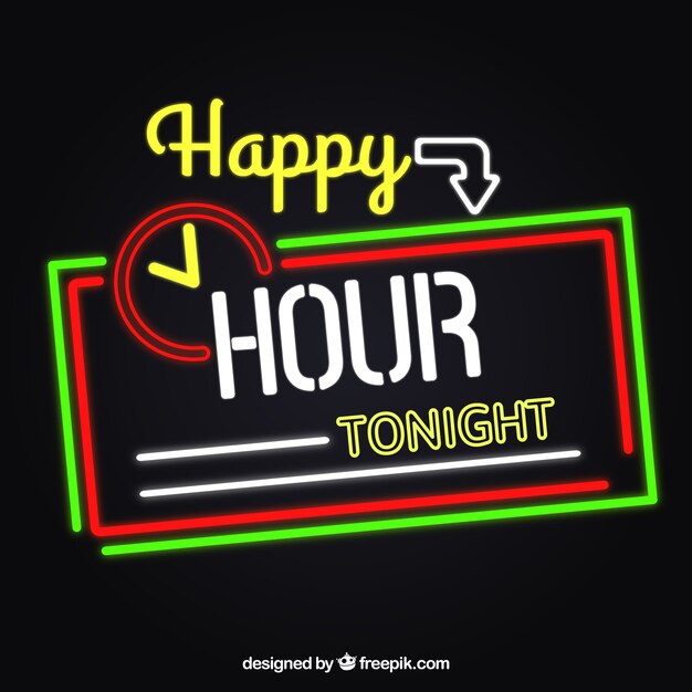 Happy hour neon lights sign