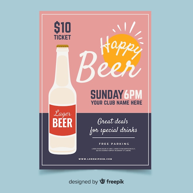 Happy hour poster with beer bottle