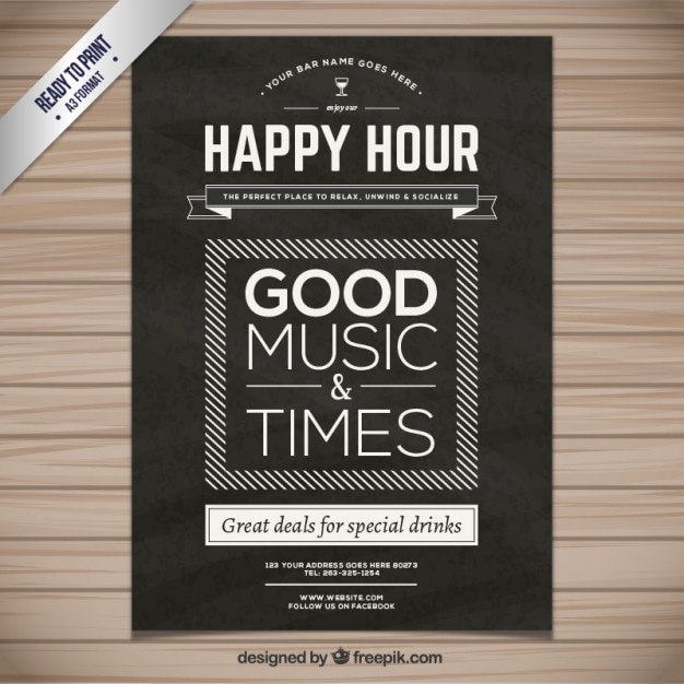 Бесплатное векторное изображение Счастливый час плакат